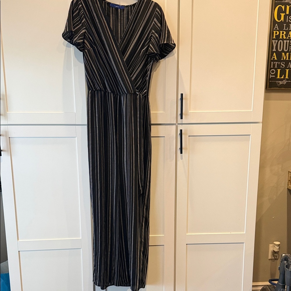 Apt. 9 Black and White Striped Jumpsuit
